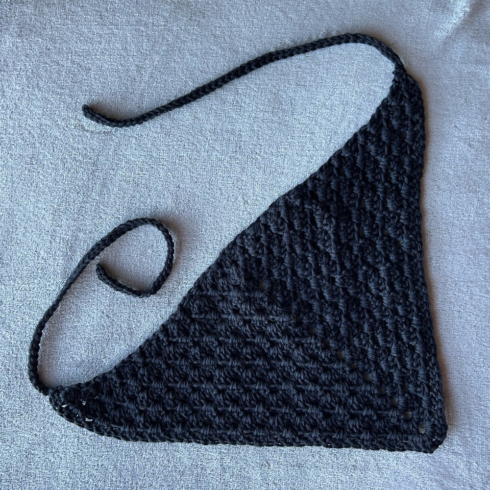 Black Crocheted Handmade Head Scarf